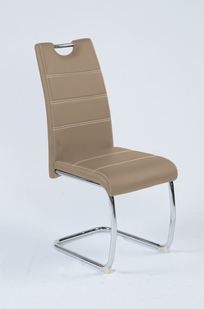CHRISTIE 01 Cantilever chair with handle metal chromed Artificial leather light brown (WG-001) B 43,